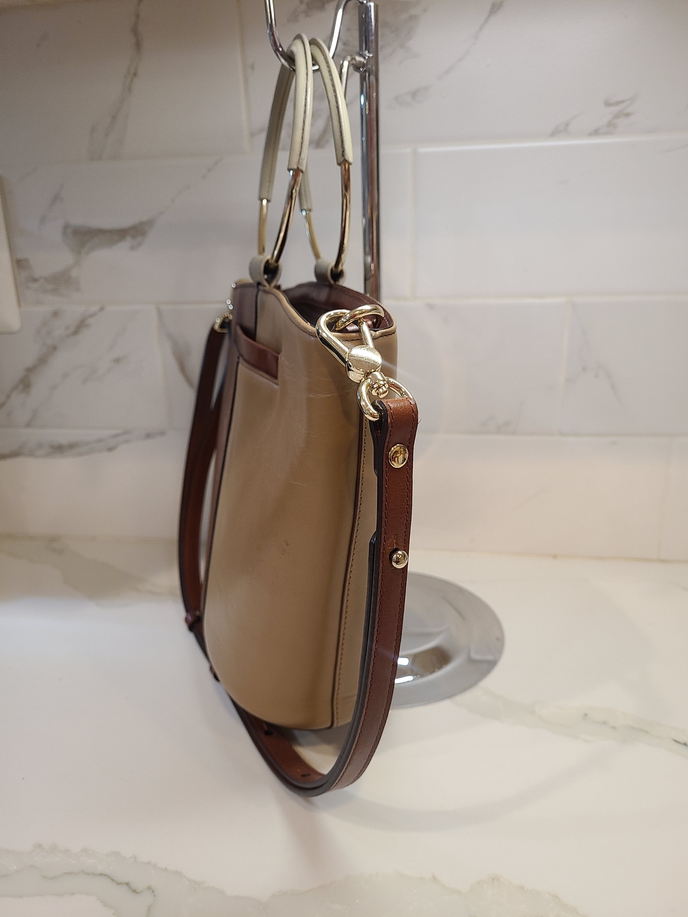 Brahmin Mod Bowie Whiskey Arisel Colorblock Top Sail Cognac - Picture 7 of 7